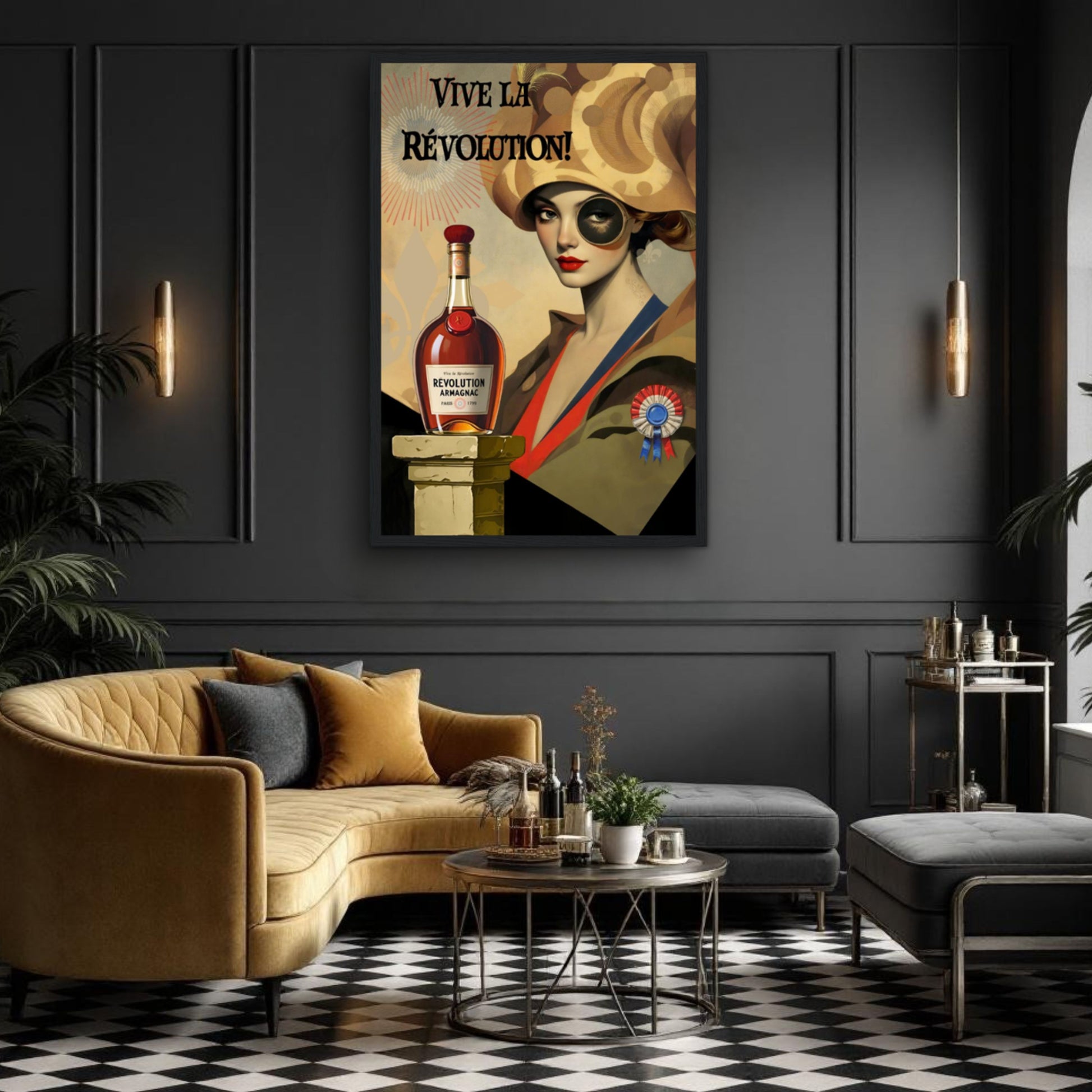 Vintage French Revolution Cognac Art Print Light Wood Frame 30x45 cm 12x18″ Premium Matte Paper Wooden Framed Poster