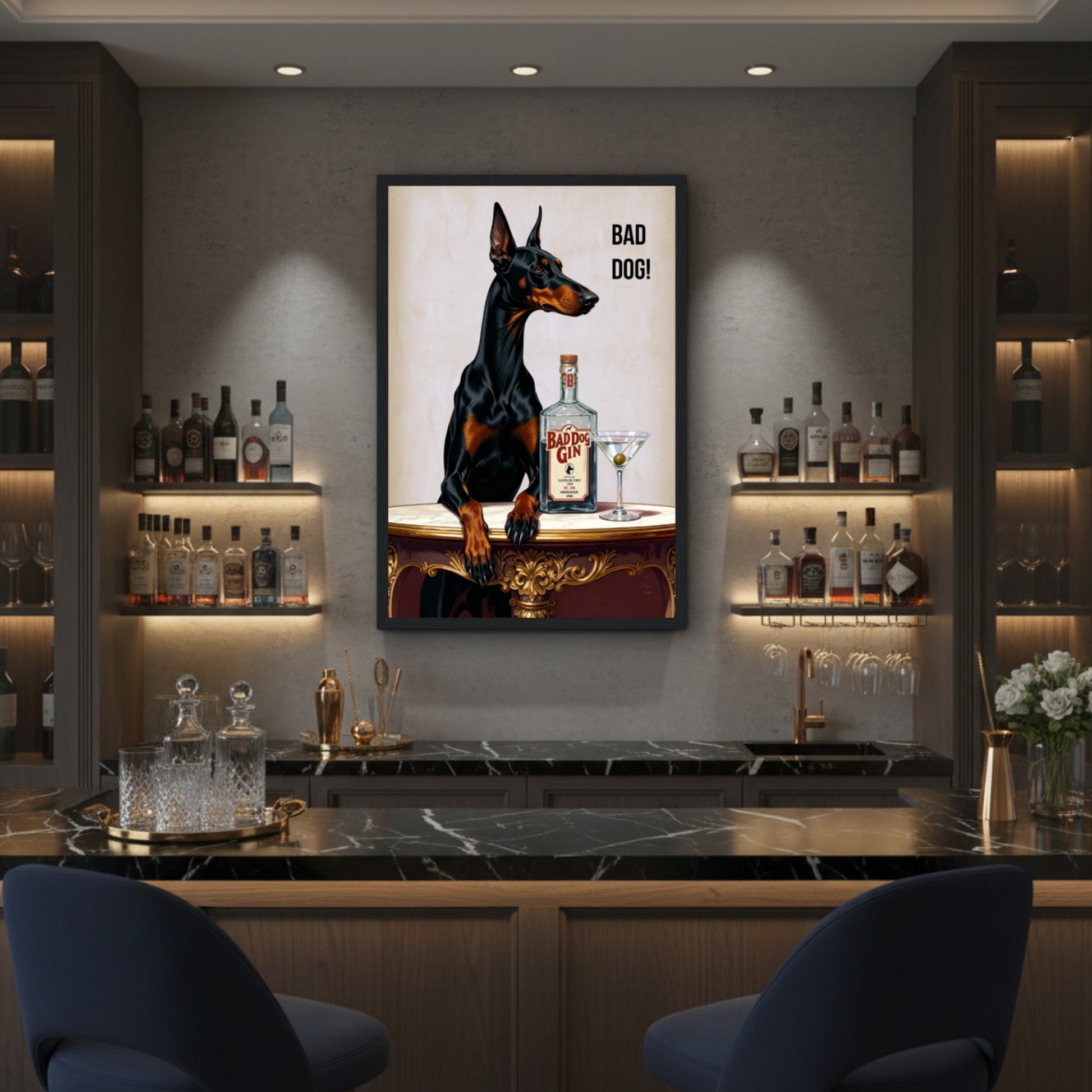 Bad Dog Gin Cocktail Bar Art Print