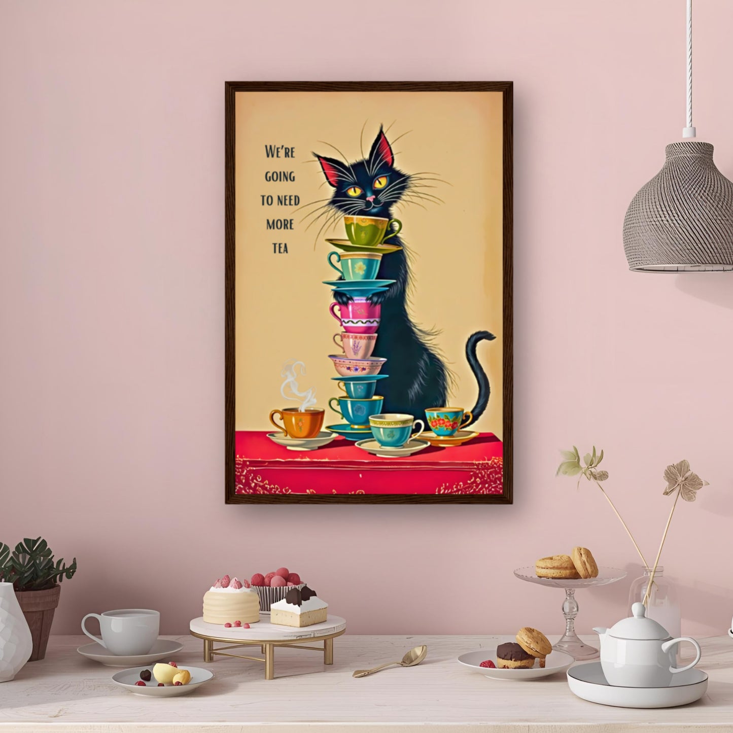 Quirky Cat Funny Tea  Art Print