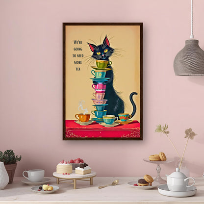 Quirky Cat Funny Tea Art Print