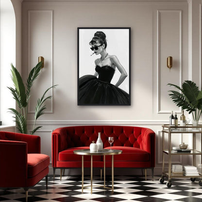 Audrey Hepburn Smoking Fashion Art Print