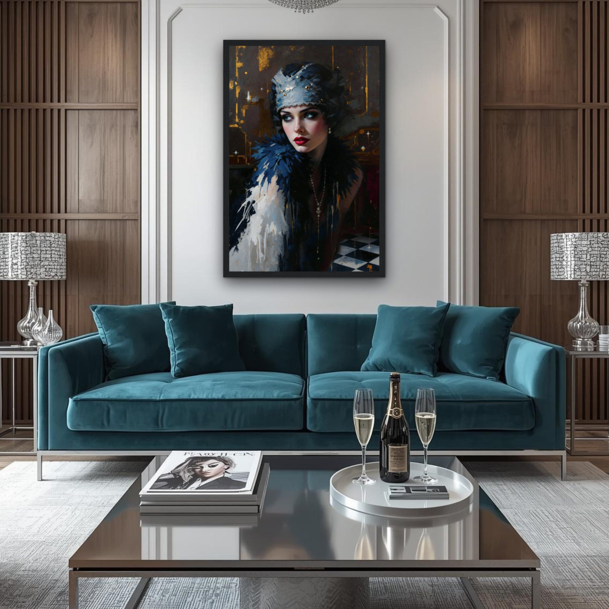 1920s Gatsby Flapper Painting Art Print - Speakeasy Prohibition Wall Decor