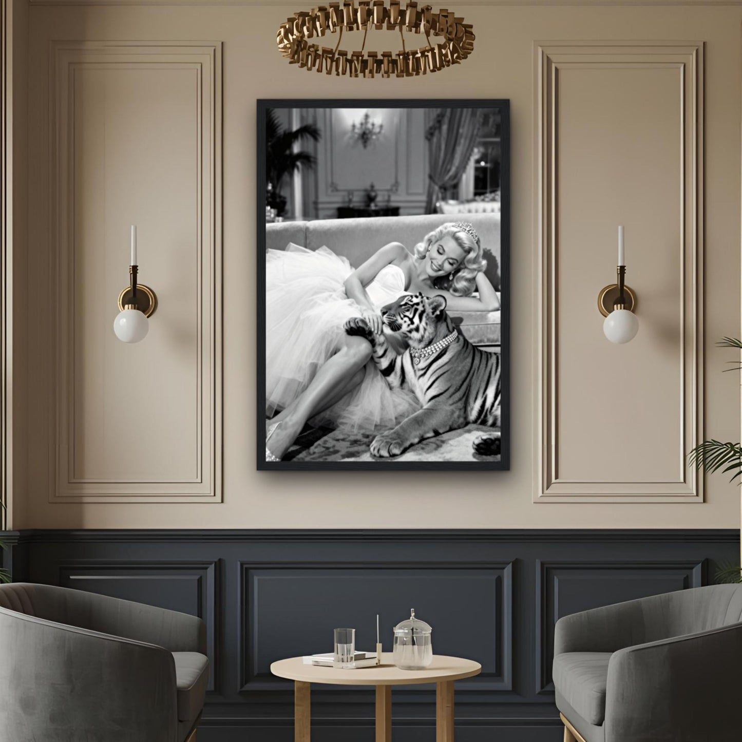 Vintage Hollywood Starlet Tiger Art Print