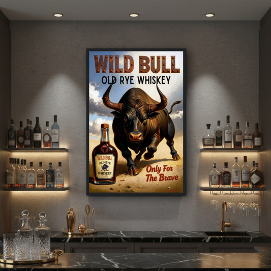 Wild Bull Old West Rye Whiskey Poster Print