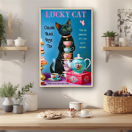 Lucky Cat Vintage Oolong Tea Art Print