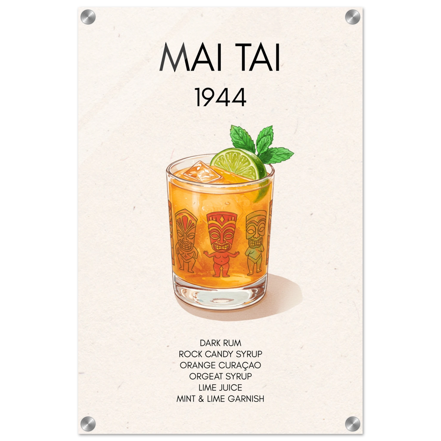 Mai Tai Tropical Cocktail Bar Poster Print No Frame 40x60 cm 16x24″ Sleek Acrylic Print