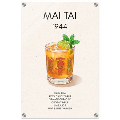 Mai Tai Tropical Cocktail Bar Poster Print No Frame 40x60 cm 16x24″ Sleek Acrylic Print
