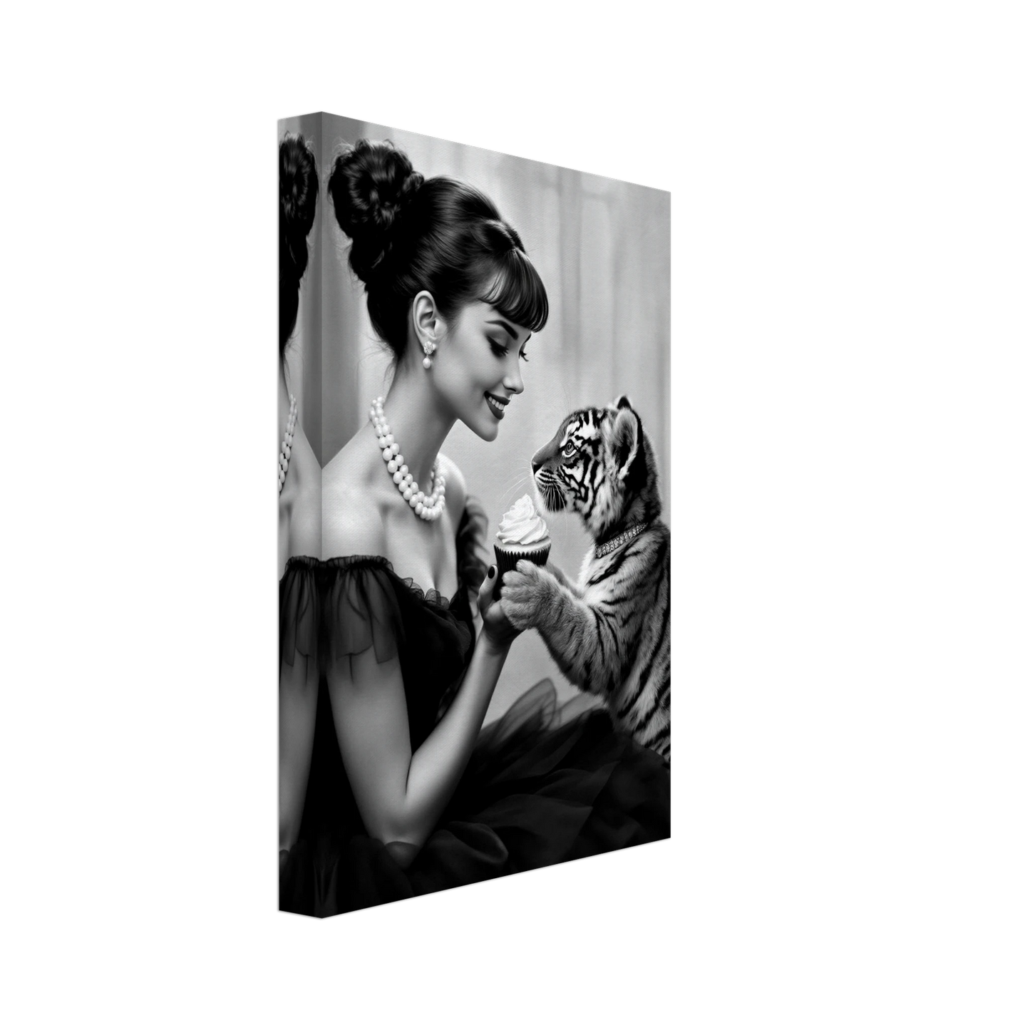 Audrey Hepburn Tiger Cub Art Print No Frame 20x30 cm 8x12″ Gallery Wrapped Canvas