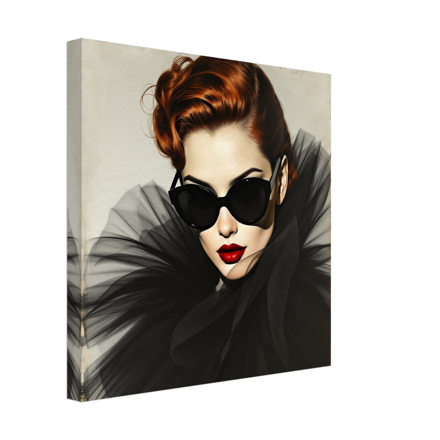 Femme Fatale Paris Runway Fashion Art Print 40x40 cm 16x16″ Gallery Wrapped Canvas