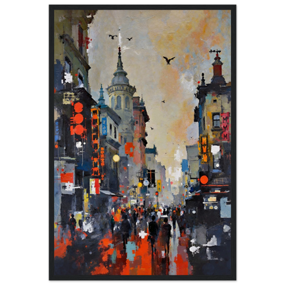 Gothic City Street Art Print - European Cityscape
