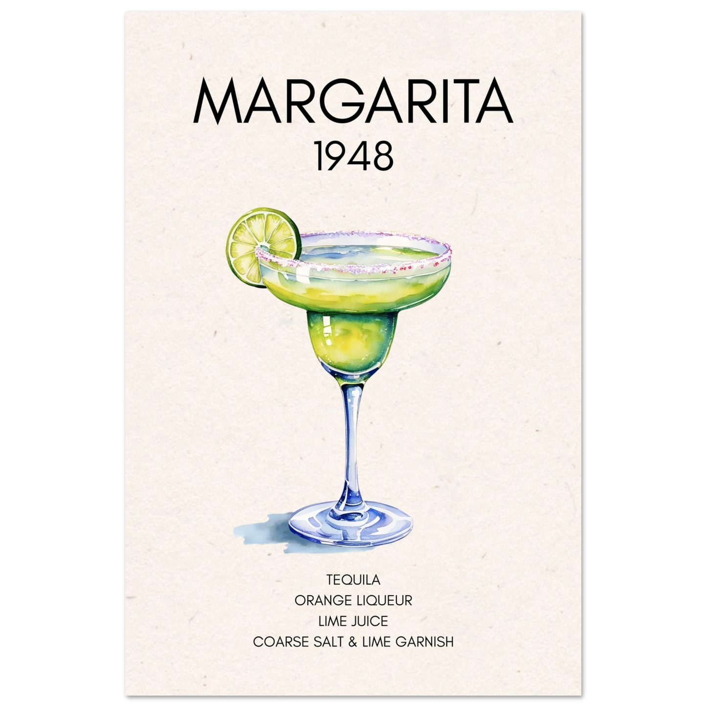 Margarita Cocktail Bar Poster Print No Frame 60x90 cm 24x36″ Premium Matte Paper Poster