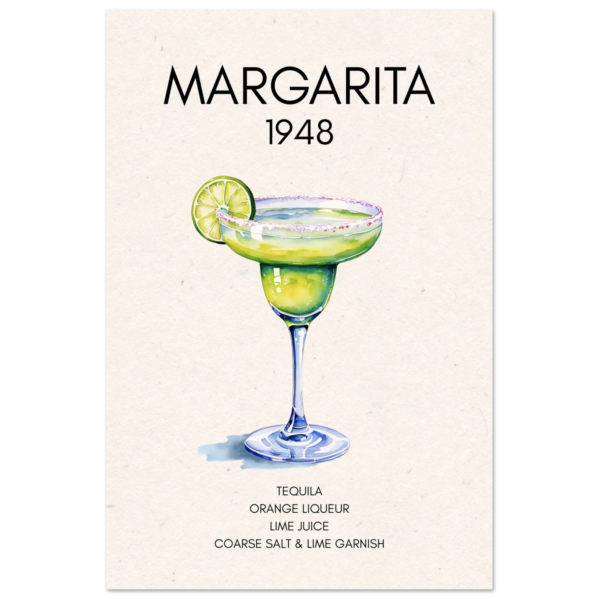 Margarita Cocktail Bar Art Print No Frame 60x90 cm 24x36″ Premium Matte Paper Poster