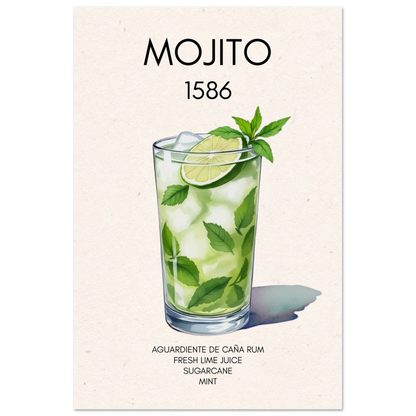 Mojito Cocktail Bar Art Print No Frame 30x45 cm 12x18″ Classic Matte Paper Poster