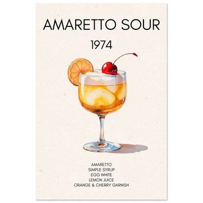 Amaretto Sour Cocktail Bar Art Print No Frame 60x90 cm 24x36″ Classic Matte Paper Poster