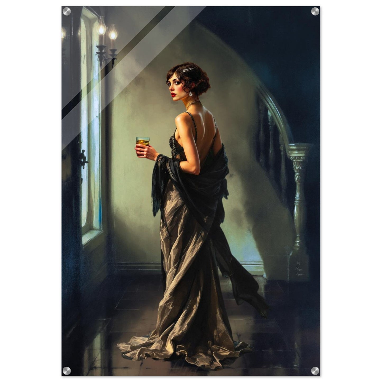 Art Deco Flapper Speakeasy Fine Art Print No Frame 70x100 cm 28x40″ Gallery Wrapped Canvas