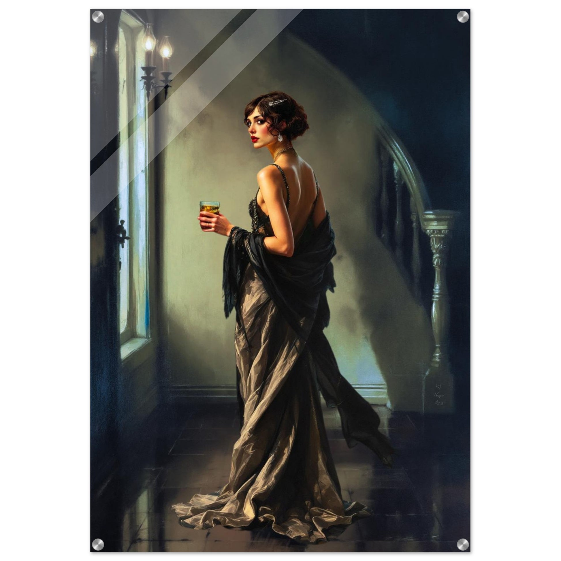 Art Deco Flapper Speakeasy Fine Art Print No Frame 70x100 cm 28x40″ Gallery Wrapped Canvas