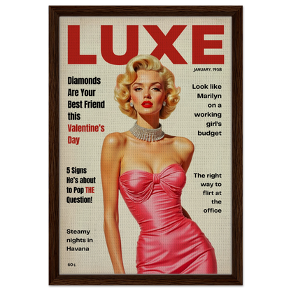 Marilyn Monroe Hollywood Glam Art Print 40x60 cm 16x24″ Framed Canvas Dark Brown Wood Frame