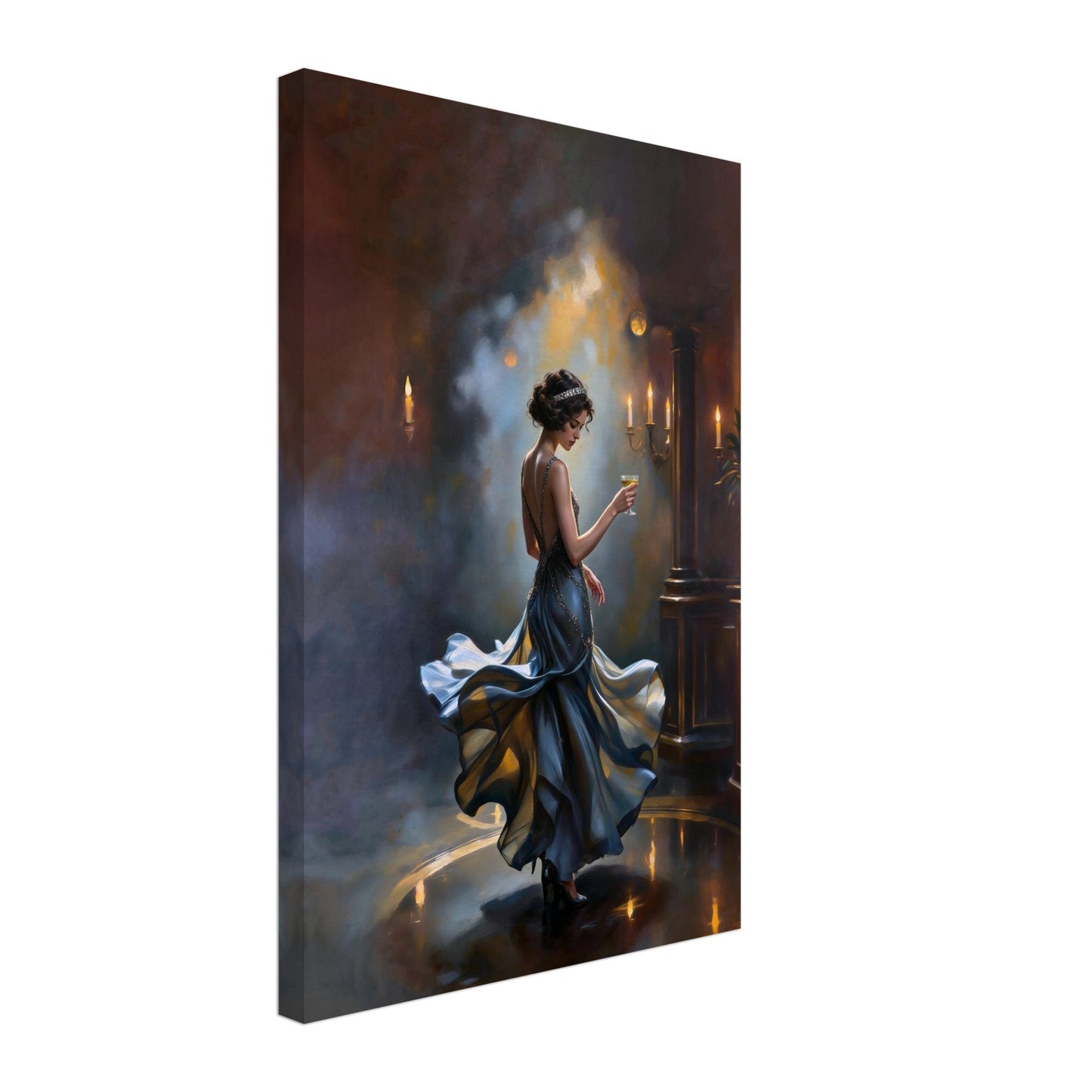 1920s Speakeasy Dancing Flapper Art Deco Print 16x24″ Gallery Wrapped Canvas - 1.5" Mirrored Sides