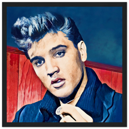 Young Elvis Presley Art Print Black Wood Frame 30x30 cm 12x12″ Museum-Quality Matte Framed Poster