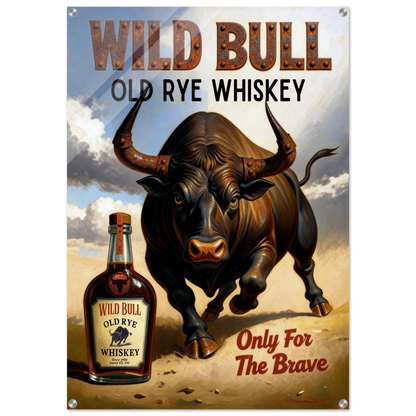 Wild Bull Old West Rye Whiskey Poster Print 70x100 cm 28x40″ Sleek Acrylic Print No Frame