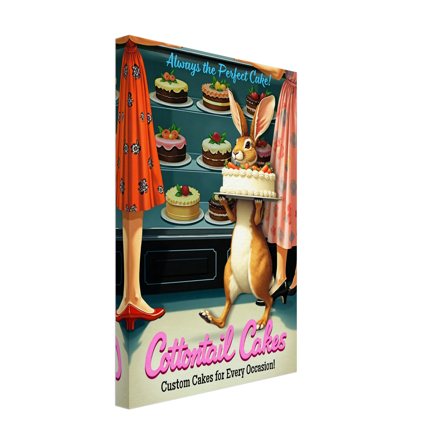 Cottontail Rabbit Bakery 1950s Kitchen Print No Frame 30x45 cm 12x18″ Gallery Wrapped Canvas