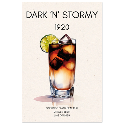Dark n Stormy Cocktail Drink Bar Art Print No Frame 40x60 cm 16x24″ Premium Matte Paper Poster