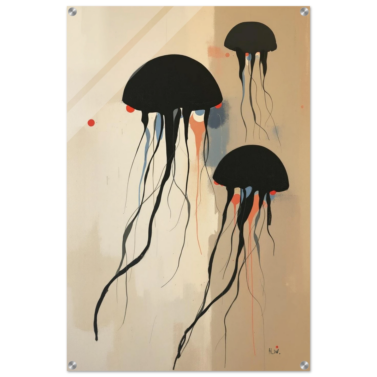 Minimalist Abstract Floating Jellyfish Art Print No Frame 60x90 cm 24x36″ Sleek Acrylic Print