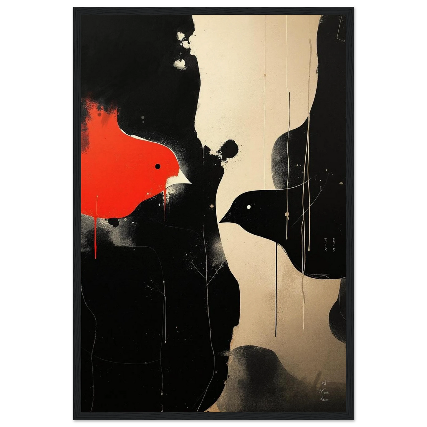 Abstract Bird Minimalist Fine Art Print 40x60 cm 16x24″ Museum-Quality Matte Paper Wooden Framed Poster Black Wood Frame