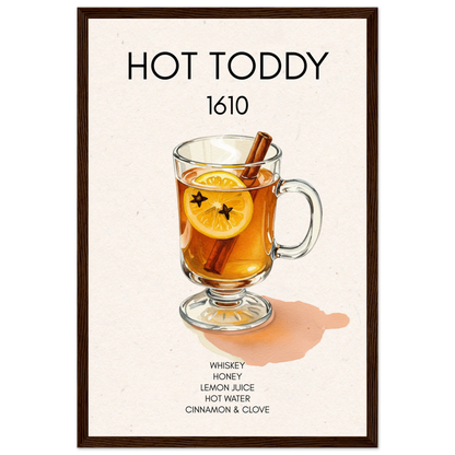Hot Toddy Cocktail Bar Art Print Dark Brown Wood Frame 30x45 cm 12x18″ Classic Matte Paper Wooden Framed Poster