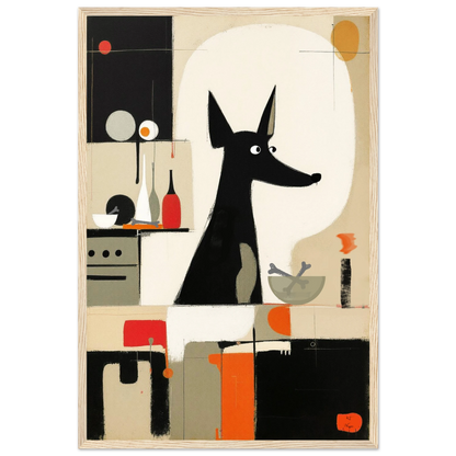 Modern Quirky Dog Lover Art Print Light Wood Frame 40x60 cm 16x24″ Premium Matte Paper Wooden Framed Poster
