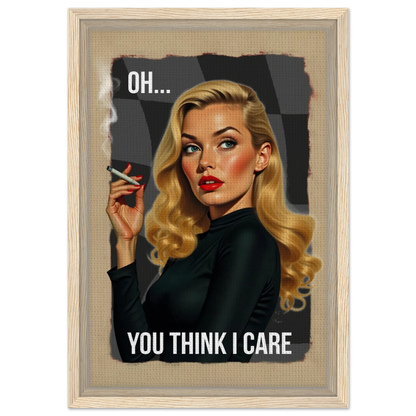 Retro Blonde Bombshell 1960s Funny Quote Art Print Light Wood Frame 30x45 cm 12x18″ Framed Canvas