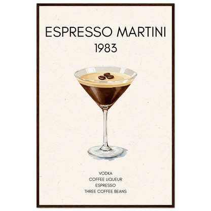 Espresso Martini Cocktail Bar Poster Print Dark Brown Wood Frame 60x90 cm 24x36″ Premium Matte Paper Wooden Framed Poster