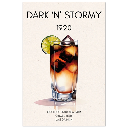 Dark n Stormy Cocktail Drink Bar Art Print No Frame 30x45 cm 12x18″ Premium Matte Paper Poster