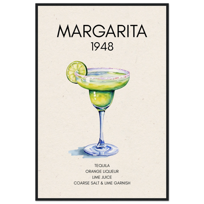 Margarita Cocktail Bar Art Print Black Wood Frame 60x90 cm 24x36″ Museum-Quality Matte Paper Wooden Framed Poster