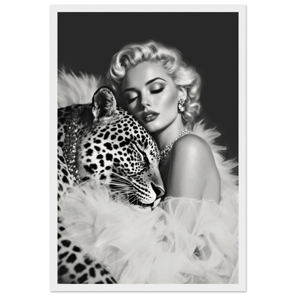 Marilyn Monroe Glam Leopard Art Print White Wood Frame 30x45 cm 12x18″ Museum-Quality Matte Paper Wooden Framed Poster