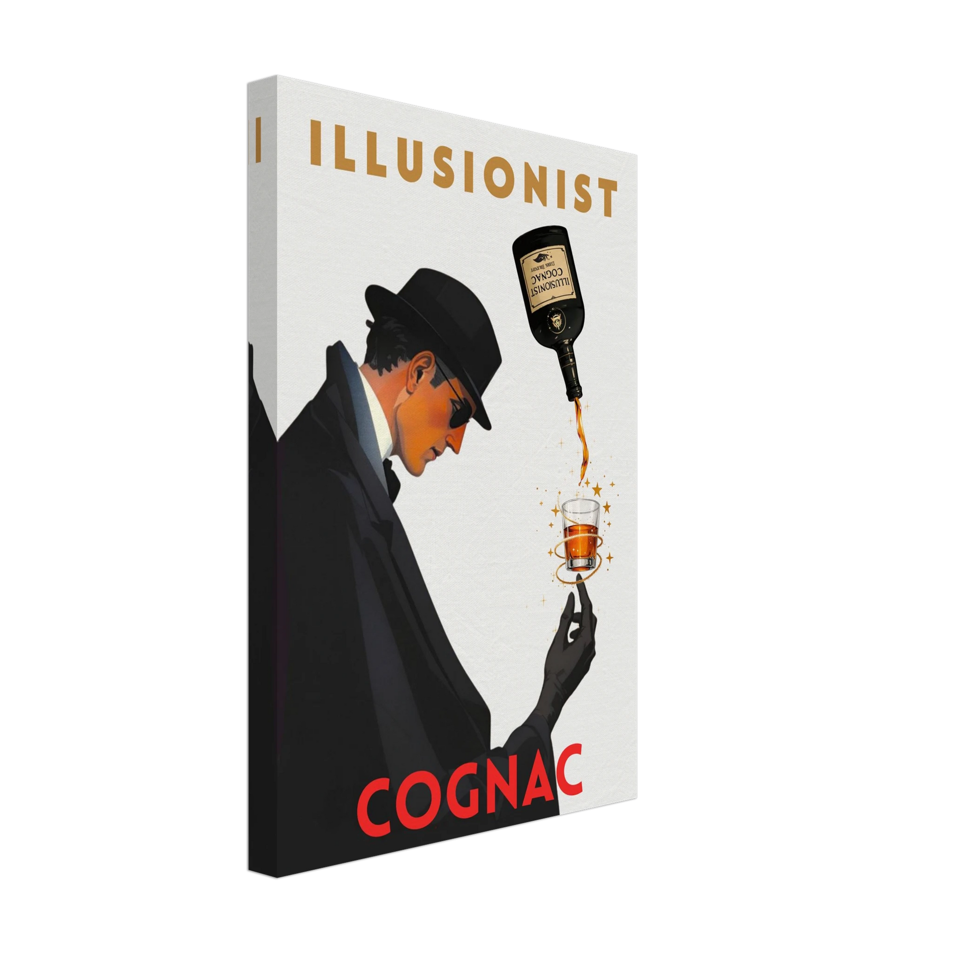 Vintage Illusionist Cognac Cocktail Bar Poster Print 30x45 cm 12x18″ Gallery Wrapped Canvas No Frame