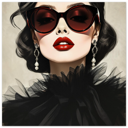 Paris Glam 80s Fashion Model Art Print 40x40 cm 16x16″ Museum-Quality Matte Paper Poster
