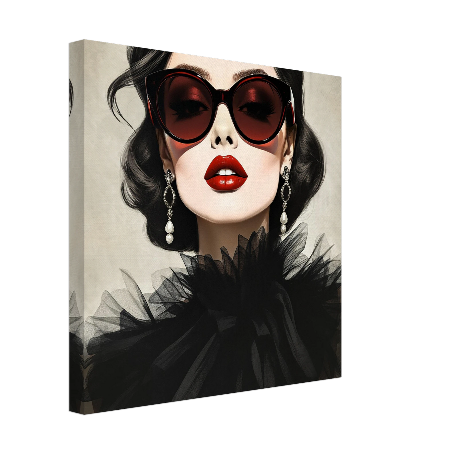 Paris Glam Fashion Model Art Print 40x40 cm 16x16″ Gallery Wrapped Canvas