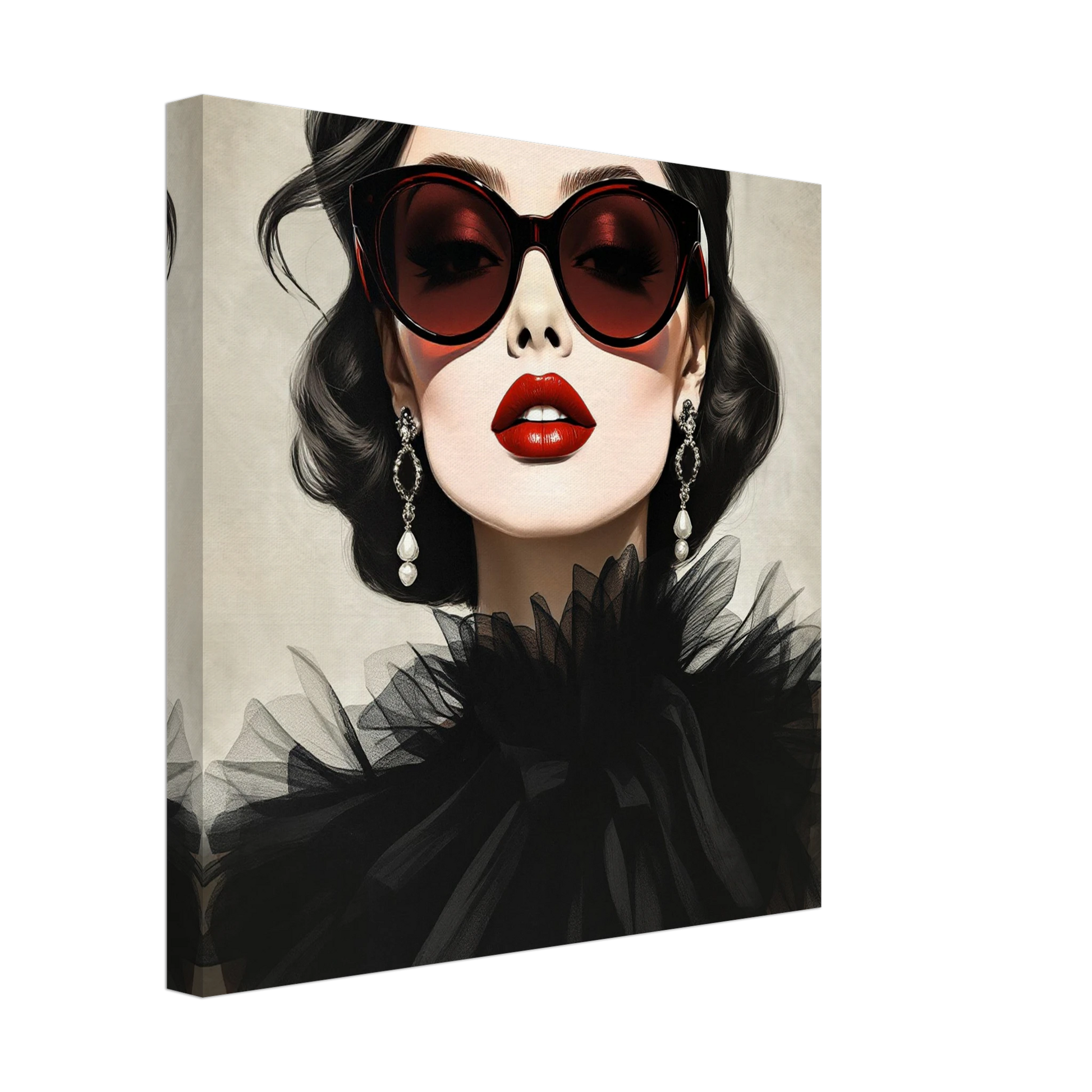 Paris Glam 80s Fashion Model Art Print 40x40 cm 16x16″ Gallery Wrapped Canvas