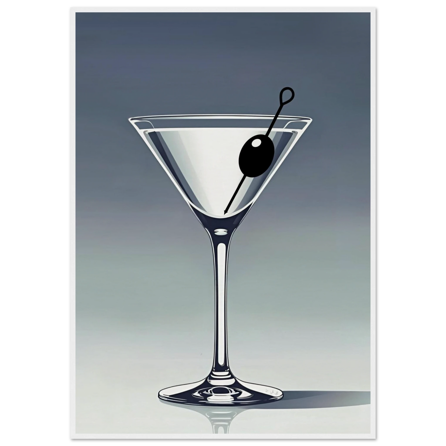 Retro Martini Cocktail Bar Art Print 70x100 cm 28x40″ Museum-Quality Matte Paper Wooden Framed Poster White Wood Frame