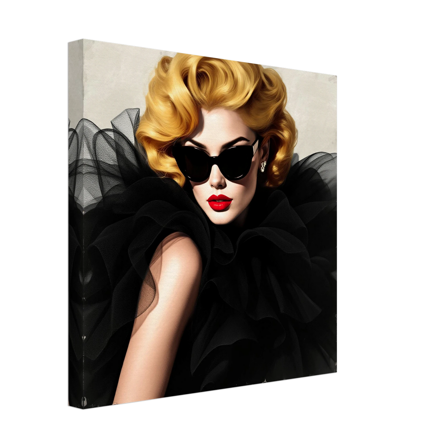 Paris Avant-Garde Retro Fashion Model Art Print 40x40 cm 16x16″ Gallery Wrapped Canvas