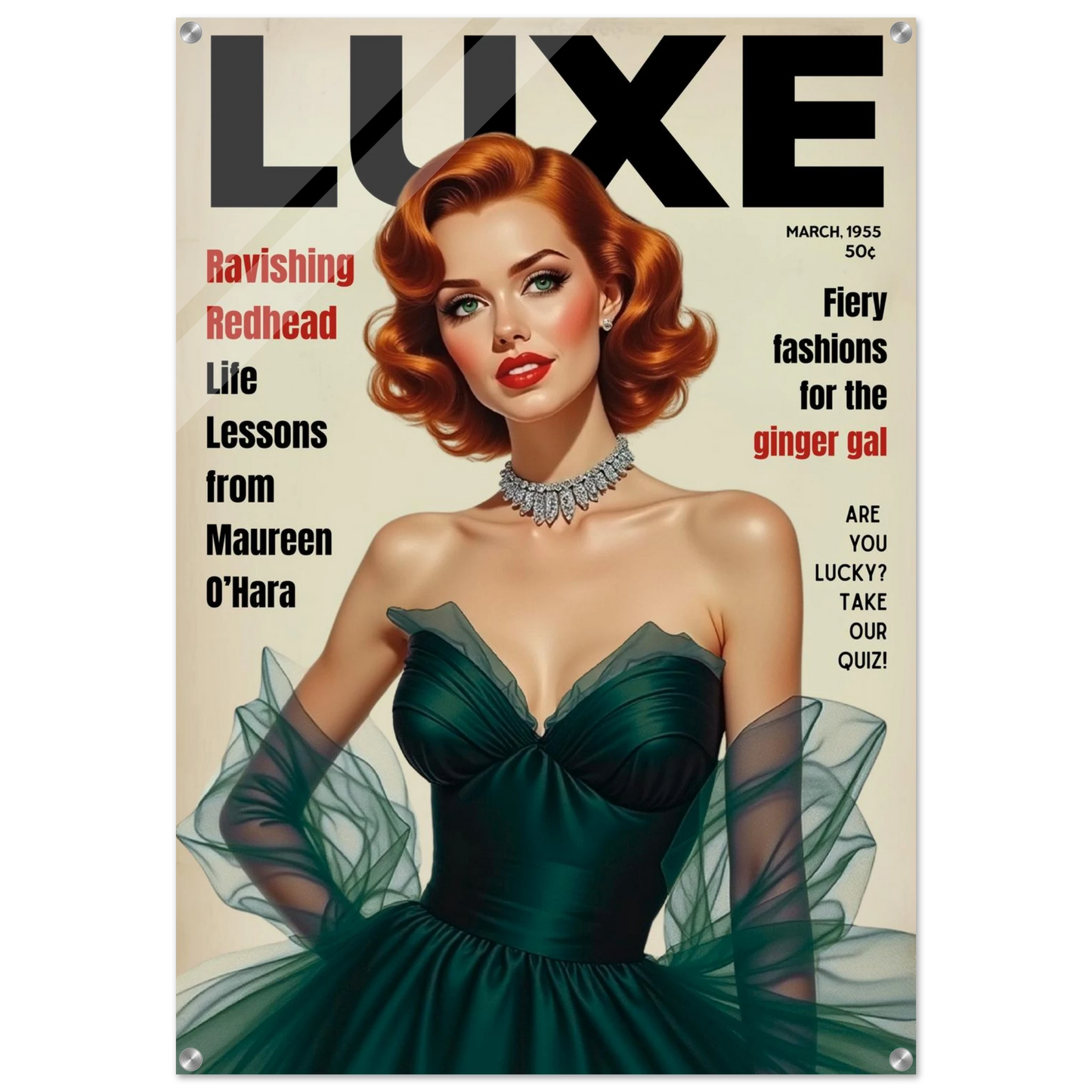 Maureen O'Hara Vintage Fashion Art Poster Print No Frame 70x100 cm 28x40″ Sleek Acrylic Print