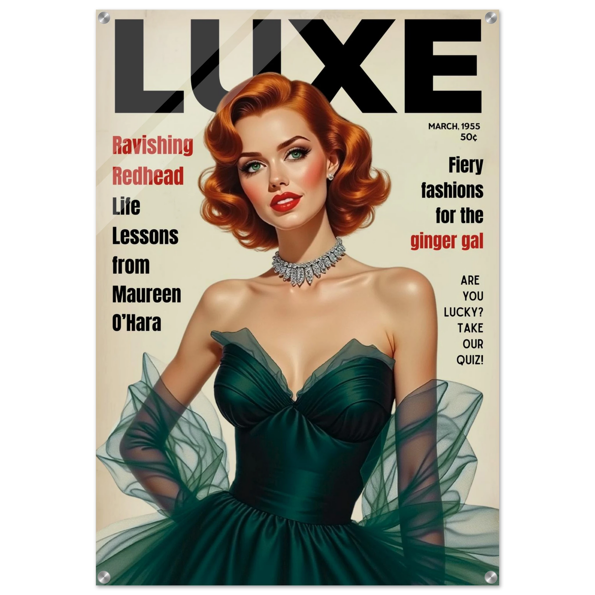 Maureen O'Hara Vintage Fashion Art Poster Print No Frame 70x100 cm 28x40″ Sleek Acrylic Print
