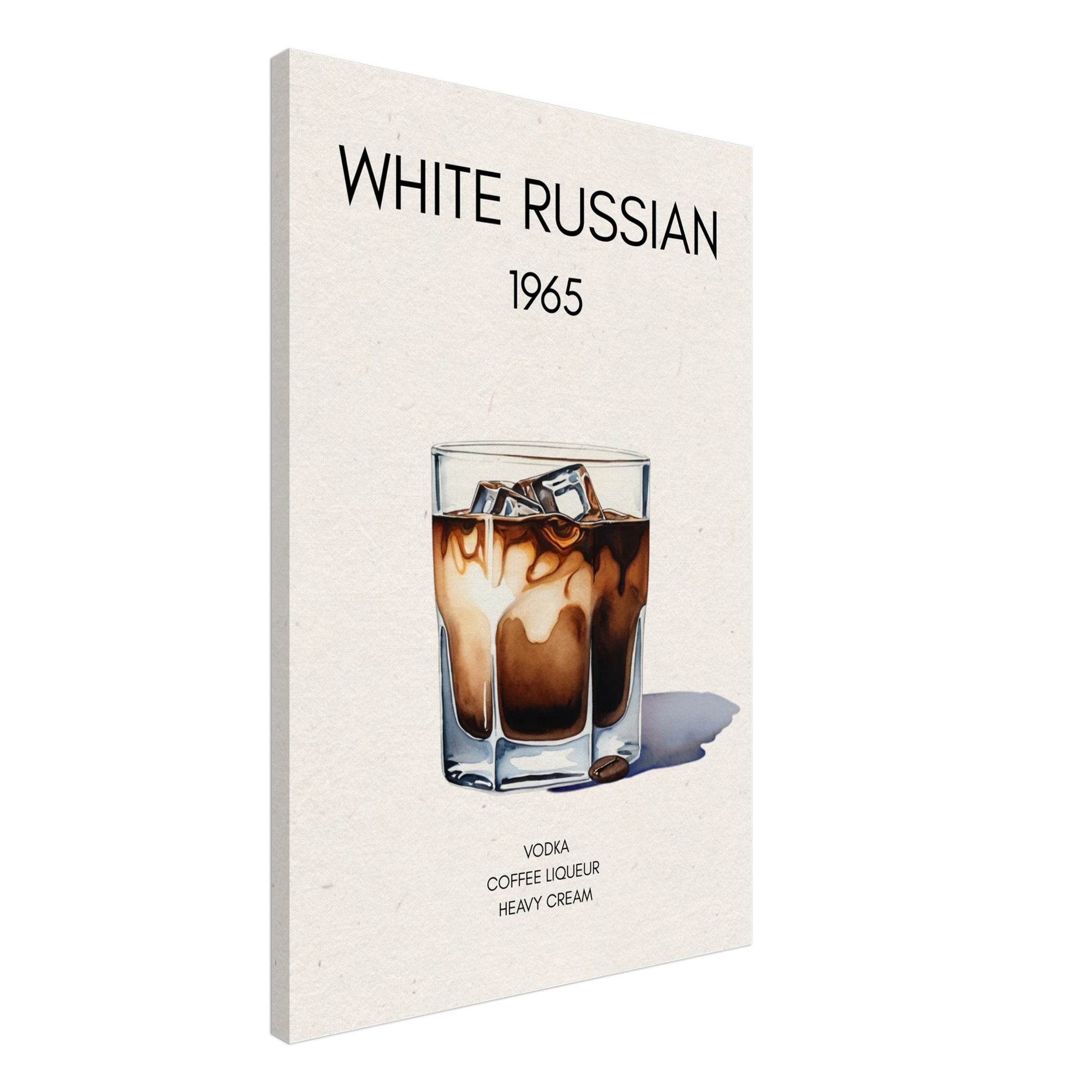 White Russian Cocktail Bar Art Print No Frame 60x90 cm 24x36″ Gallery Wrapped Canvas