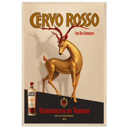 Art Deco Golden Deer Cocktail Bar Poster Print 40x60 cm 16x24″ Museum-Quality Matte Paper Wooden Framed Poster Light Wood Frame