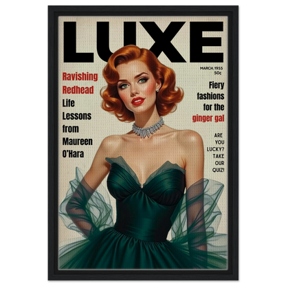 Maureen O'Hara Vintage Fashion Art Poster Print Black Wood Frame 40x60 cm 16x24″ Framed Canvas