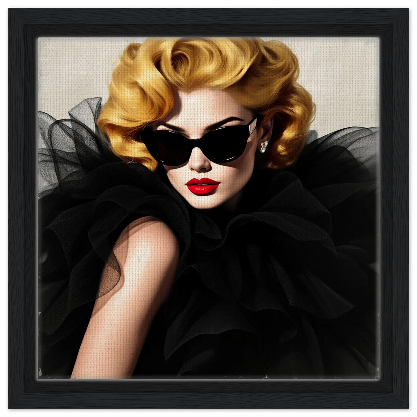 Paris Avant-Garde Retro Fashion Model Art Print 30x30 cm 12x12″ Framed Canvas