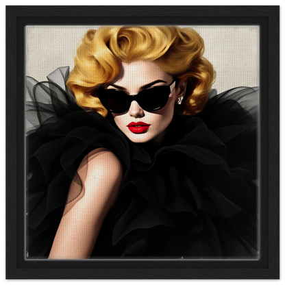 Paris Avant-Garde Retro Fashion Model Art Print 30x30 cm 12x12″ Framed Canvas