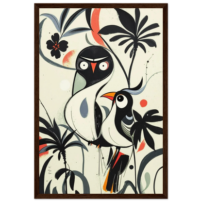 Abstract Bird Modern Tropical Art Print Dark Brown Wood Frame 30x45 cm 12x18″ Premium Matte Paper Wooden Framed Poster