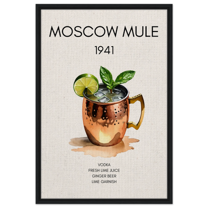 Moscow Mule Cocktail Bar Poster Print Black Wood Frame 60x90 cm 24x36″ Framed Canvas